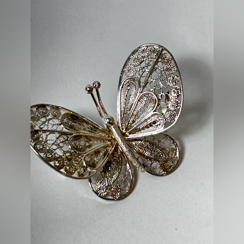 Elegant Silver and Gold Butterfly Brooch
